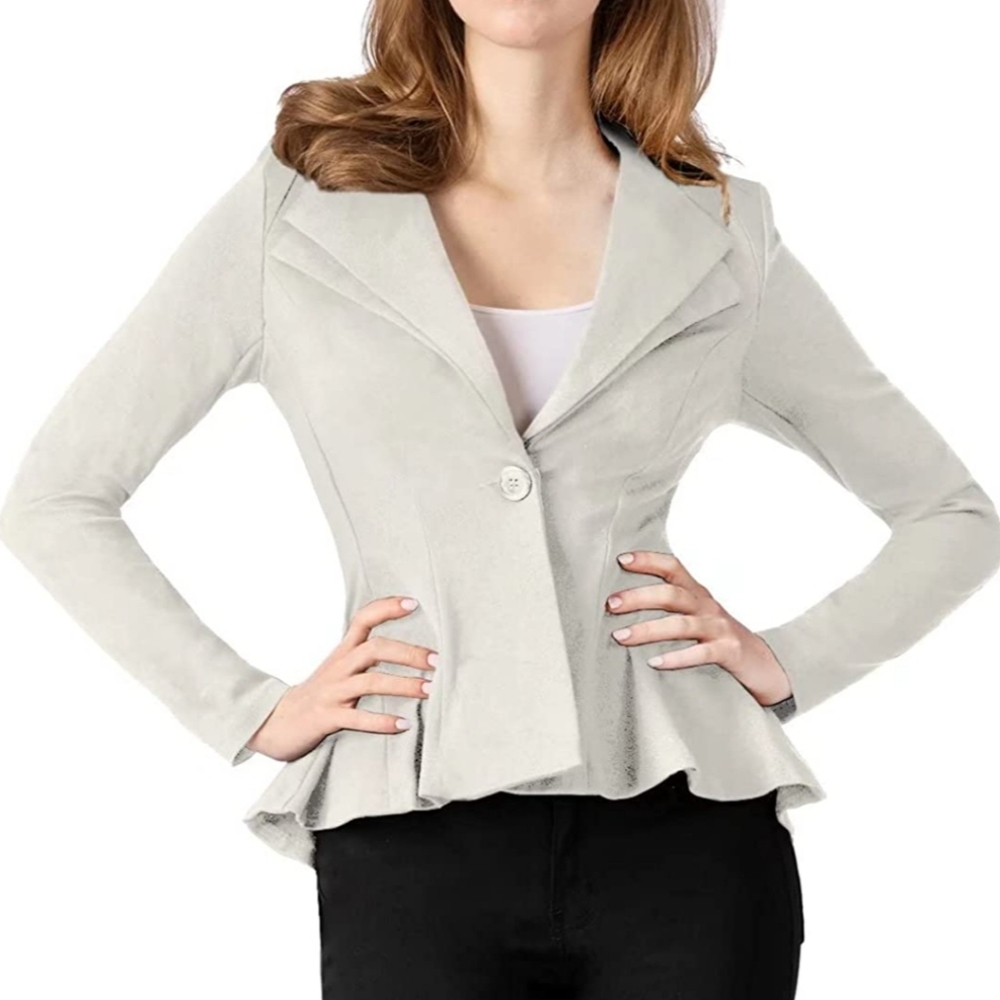 Hybrid & Company Women Double Notch Lapel Sharp Shoulder Pad Office Blazer M